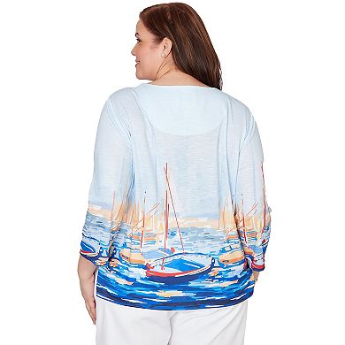 Plus Size Alfred Dunner Harbor Scene Printed Top