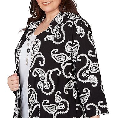Plus Size Alfred Dunner Paisley Embroidered Two in One Top with Necklace