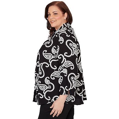 Plus Size Alfred Dunner Paisley Embroidered Two in One Top with Necklace