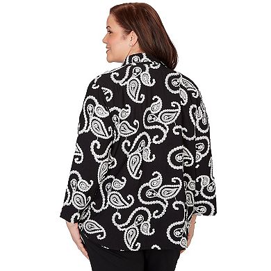 Plus Size Alfred Dunner Paisley Embroidered Two in One Top with Necklace