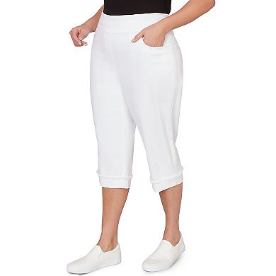 Plus Size Alfred Dunner Simulated Pearl Denim Super Stretch Capri Pants