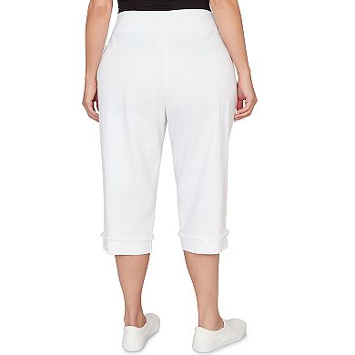 Plus Size Alfred Dunner Simulated Pearl Denim Super Stretch Capri Pants