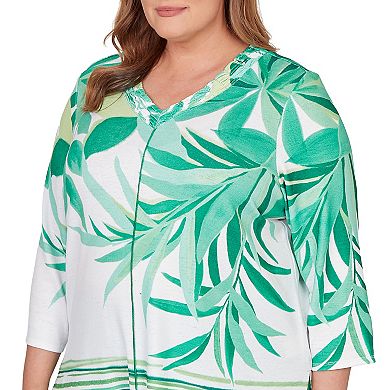 Plus Size Alfred Dunner Artisan Leaf Bordered Top