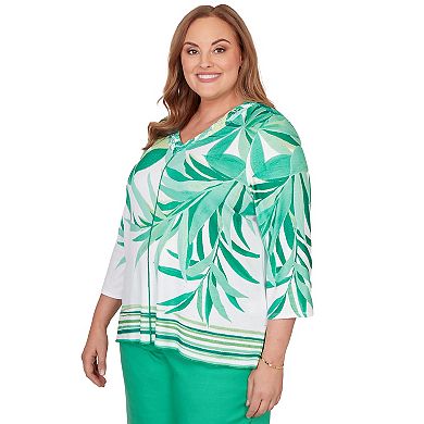 Plus Size Alfred Dunner Artisan Leaf Bordered Top