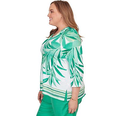 Plus Size Alfred Dunner Artisan Leaf Bordered Top