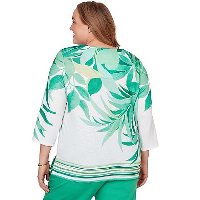 Plus Size Alfred Dunner Artisan Leaf Bordered Top
