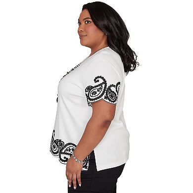 Plus Size Alfred Dunner Paisley Border Top with Necklace