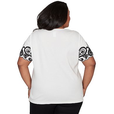 Plus Size Alfred Dunner Paisley Border Top with Necklace