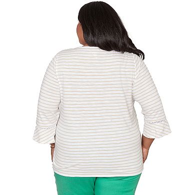 Plus Size Alfred Dunner Parrot Stripe Embroidered Top