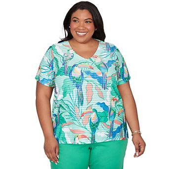 Plus Size Alfred Dunner Toucan Textured Short Sleeve Top