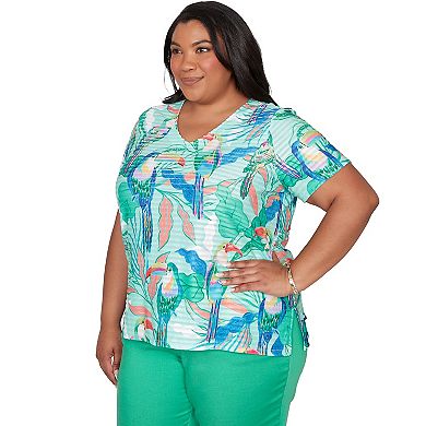Plus Size Alfred Dunner Toucan Textured Short Sleeve Top