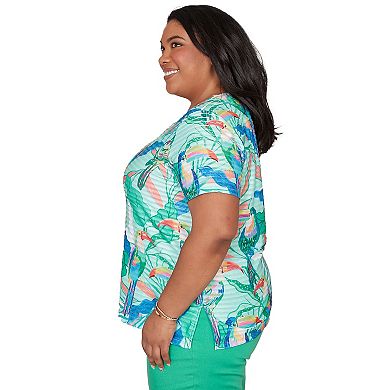 Plus Size Alfred Dunner Toucan Textured Short Sleeve Top