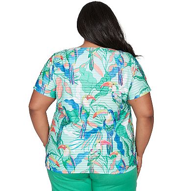 Plus Size Alfred Dunner Toucan Textured Short Sleeve Top