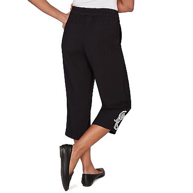 Plus Size Alfred Dunner Paisley Embroidered Relaxed Capri Pants