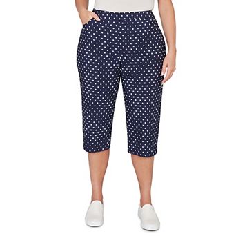 Plus Size Alfred Dunner Polka Dot Flat Front Denim Capri Pants