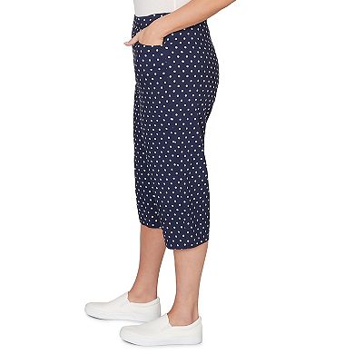 Plus Size Alfred Dunner Polka Dot Flat Front Denim Capri Pants