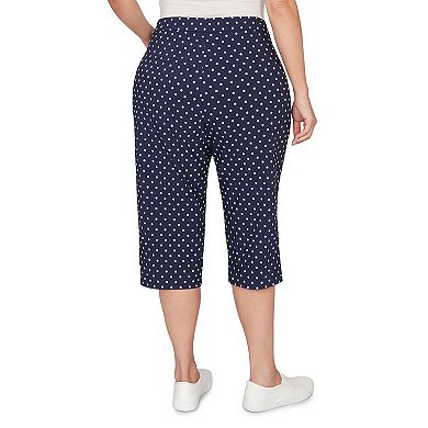 Plus Size Alfred Dunner Polka Dot Flat Front Denim Capri Pants