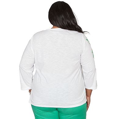 Plus Size Alfred Dunner Tropical Flower Embroidered Top