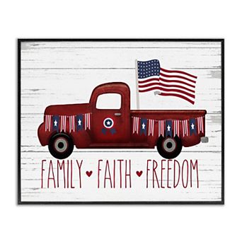 Stupell Home Decor Faith Family Freedom Patriotic Truck Wall Art