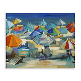 Stupell Home Decor Colorful Beach Umbrella Nautical Landscape Canvas Wall Art