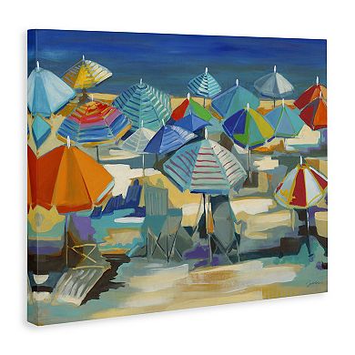 Stupell Home Decor Colorful Beach Umbrella Nautical Landscape Canvas Wall Art