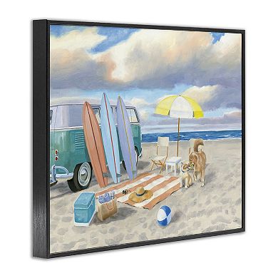 Stupell Home Decor Summer Beach Scene Retro Van & Surfboards Wall Art