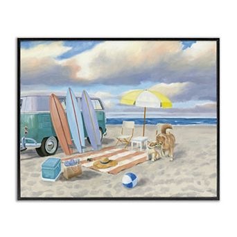 Stupell Home Decor Summer Beach Scene Retro Van & Surfboards Wall Art