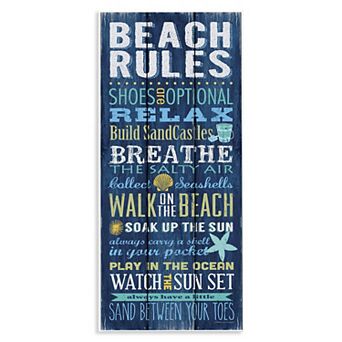 Stupell Home Decor Blue Planked Beach Rules Wall Sign