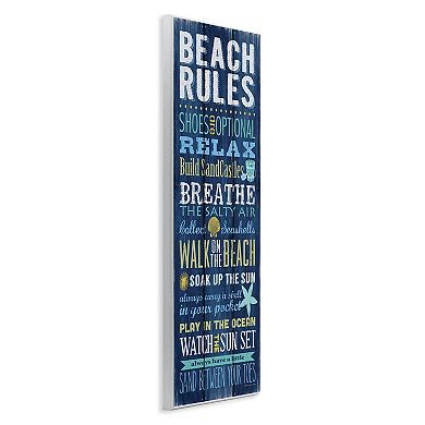 Stupell Home Decor Blue Planked Beach Rules Wall Sign