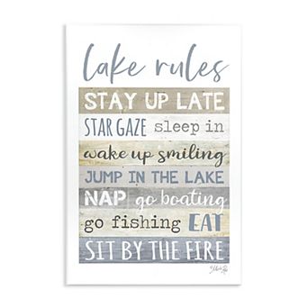 Stupell Home Decor Lake Rules Typography Rustic Cabin Wall Sign