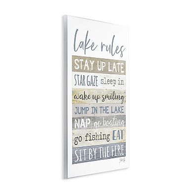 Stupell Home Decor Lake Rules Typography Rustic Cabin Wall Sign