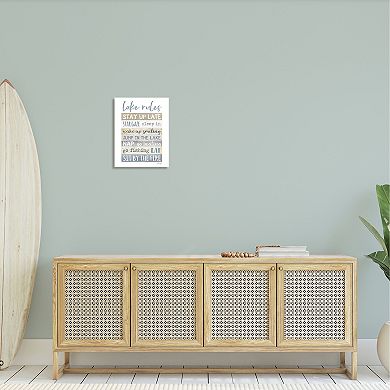 Stupell Home Decor Lake Rules Typography Rustic Cabin Wall Sign
