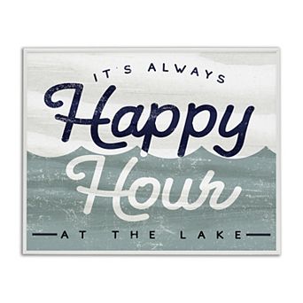 Stupell Home Decor Always Happy Hour Vintage Lake House Canvas Wall Art