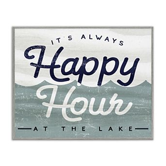 Stupell Home Decor Always Happy Hour Vintage Lake House Canvas Wall Art