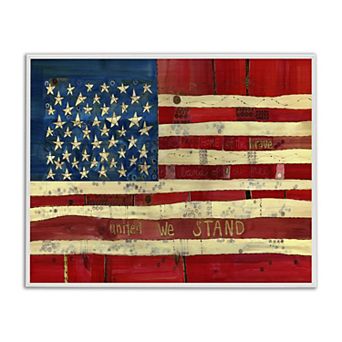 Stupell Home Decor United We Stand Independence Day American Flag Wall Art