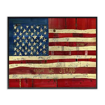 Stupell Home Decor United We Stand American Flag Canvas Wall Art