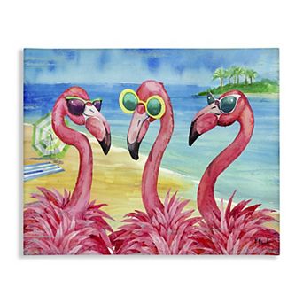 Stupell Home Decor Flamingo Girlfriends Tropical Coast Canvas Wall Art