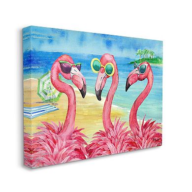 Stupell Home Decor Flamingo Girlfriends Tropical Coast Canvas Wall Art