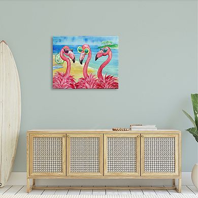 Stupell Home Decor Flamingo Girlfriends Tropical Coast Canvas Wall Art