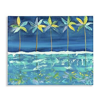 Stupell Home Decor Blue Abstract Palms Canvas Wall Art