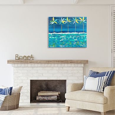 Stupell Home Decor Blue Abstract Palms Canvas Wall Art
