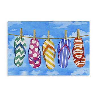 Flip Flops On Clothesline Canvas Wall Art
