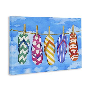 Flip Flops On Clothesline Canvas Wall Art