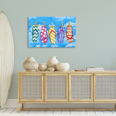 Flip Flops On Clothesline Canvas Wall Art