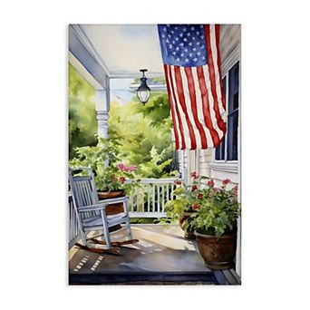 Patriotic Summer Porch Canvas Wall Art