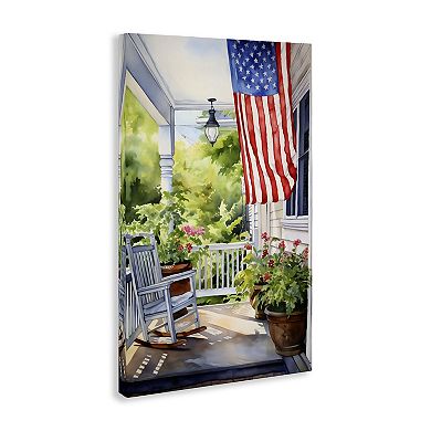 Patriotic Summer Porch Canvas Wall Art