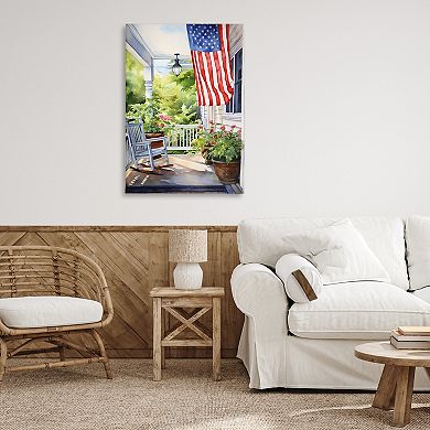 Patriotic Summer Porch Canvas Wall Art
