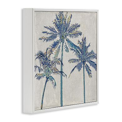 Exotic Pop Blue Palms Framed Canvas Wall Art