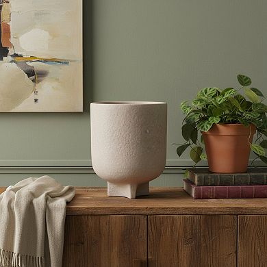 HomeRoots 7" Beige Recycled Paper Urn Table Vase