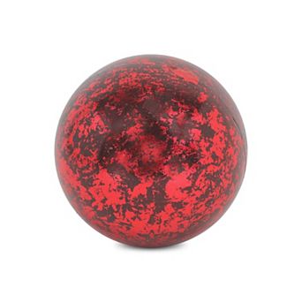 HomeRoots 6" Red Paper Mache Hand Painted Orb Decorative Orb